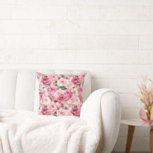 Coussin Roses roses romantiques Floral