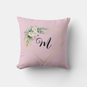 Coussin Roses roses roses blanches vintages Monogramme de