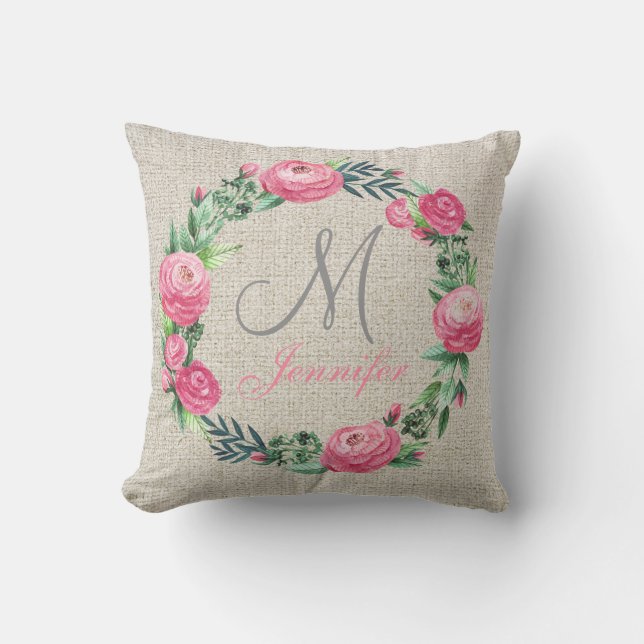 COUSSIN ROSES ROSES ROSES ROSES ROSES ET FEUILLES DE COULE (Recto)