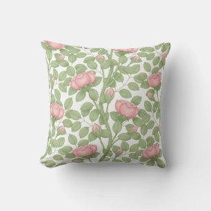 Coussin Roses roses sur fond blanc