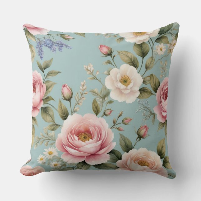 Coussin Roses roses vintages (Recto)