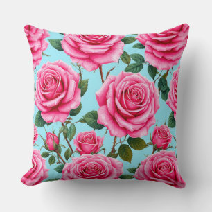 Coussin Roses roses vivement roses modelées sur