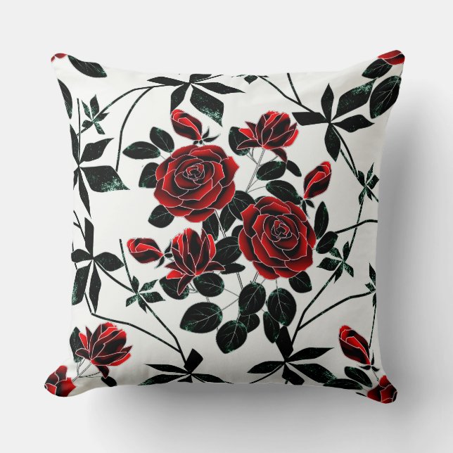 Coussin Roses rouges. (Recto)