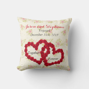 Coussin Roses rouges à double cœur - Ensemble pour toujour