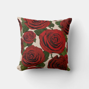 Coussin Roses rouges. Arrière - plan floral sans couture.