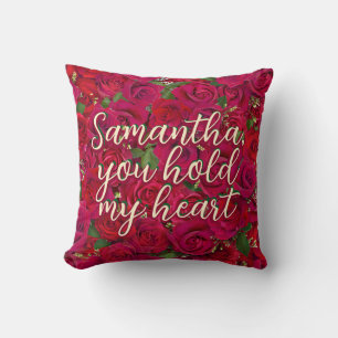 Coussin Roses rouges de la Saint-Valentin avec message per