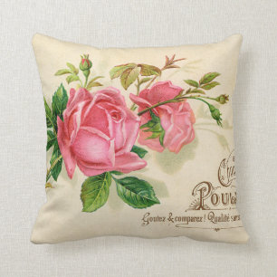 Coussin Roses rouges Girly de publicité française vintag