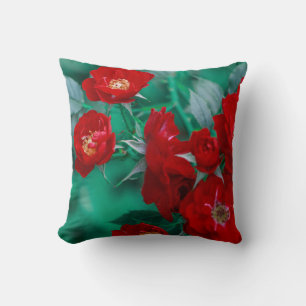 Coussin Roses rouges Pale Green Feuilles