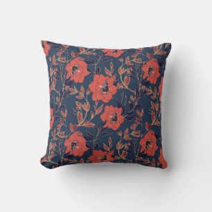 Coussin Roses rouges Peonies Arrière - plan foncé