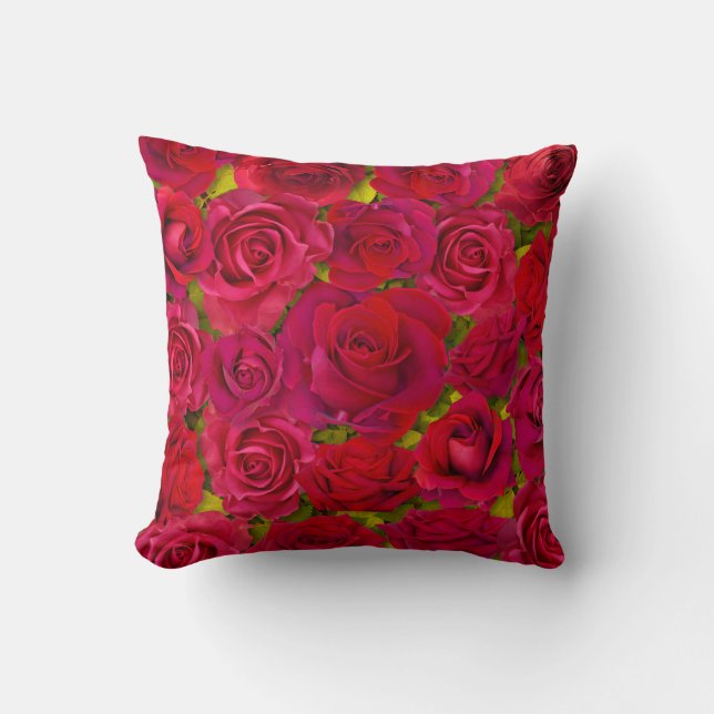 Coussin Roses rouges profondes motif romantique (Recto)