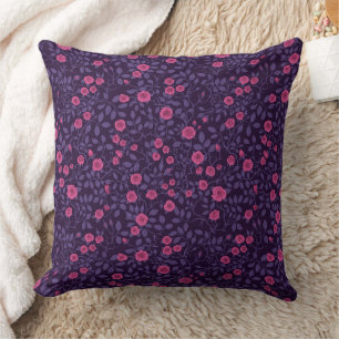 Coussin Roses sauvages en rose et violet