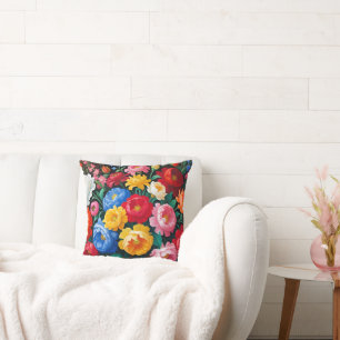 Coussin Roses vives et colorées