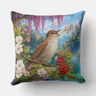 Coussin Rossignol et lac féerique