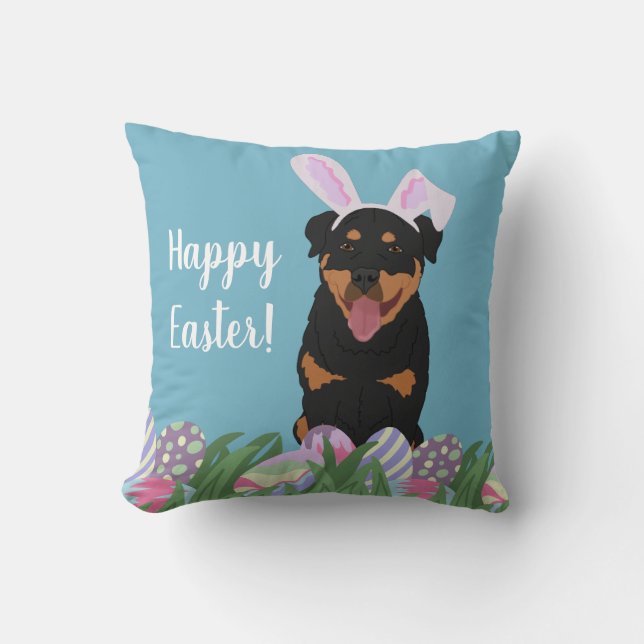 Coussin Rottweiler Bunny Pâques (Recto)