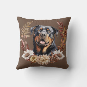 Coussin Rottweiler Dog Automne Wreath