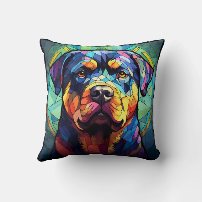 Coussin Rottweiler en Verre Coloré (Verso)