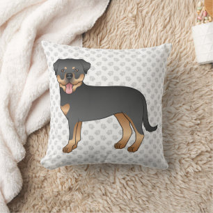 Coussin Rottweiler noir et feu Chien de dessin animé migno