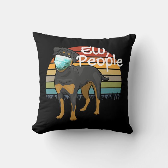 Coussin Rotweiler Chiot avec Masque - Ew Personnes - Rottw (Recto)
