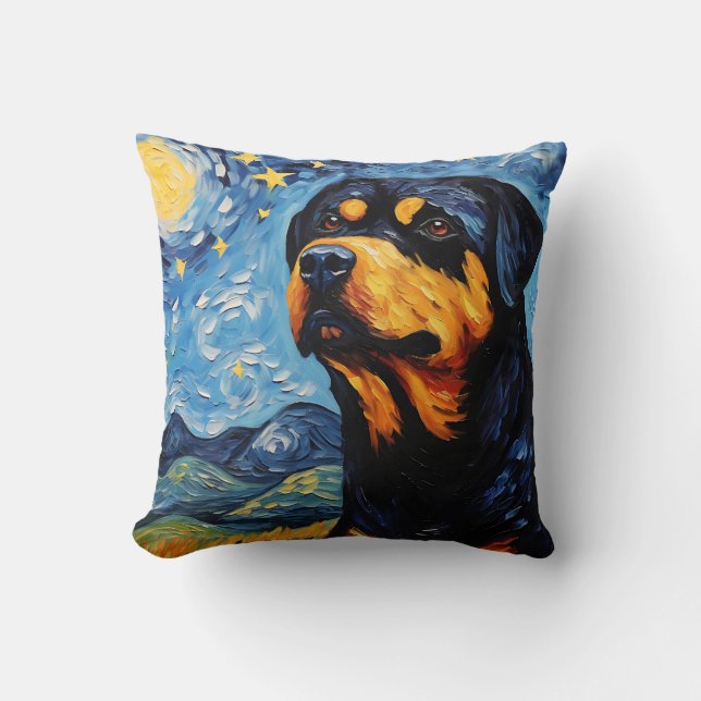 Coussin Rotweiler nuit étoilée (Recto)