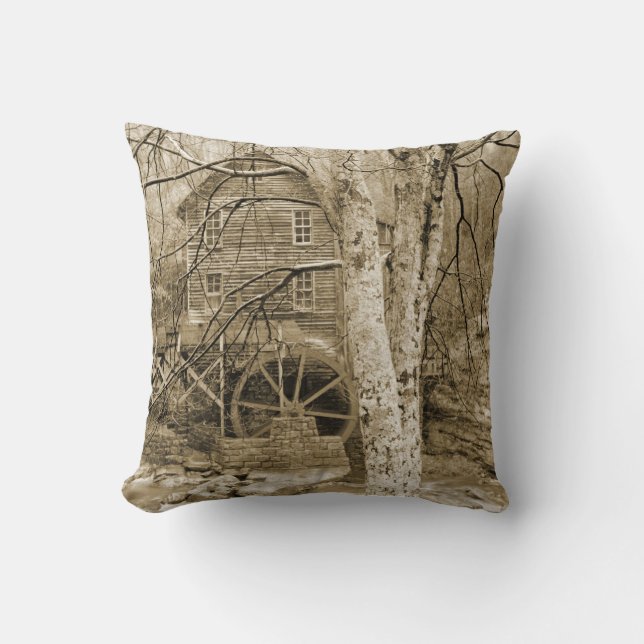 Coussin Roue à eau vintage (Recto)