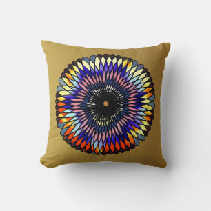 Coussin "Roue carreau de vitrail"