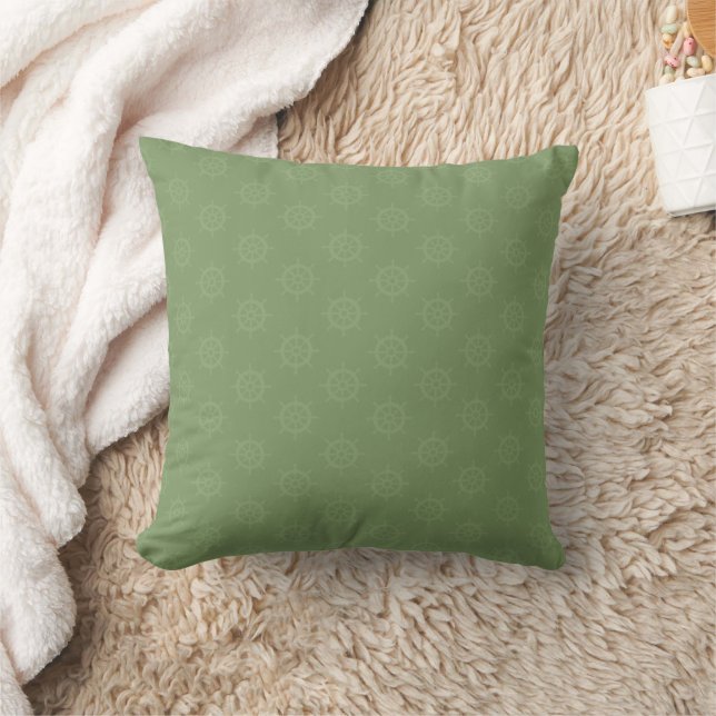 Coussin Roue de navire tonale sur vert (Couverture)