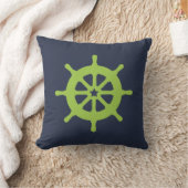 Coussin Roue de navire verte et bleue (Couverture)