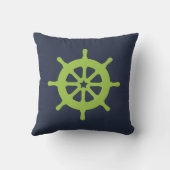 Coussin Roue de navire verte et bleue (Verso)