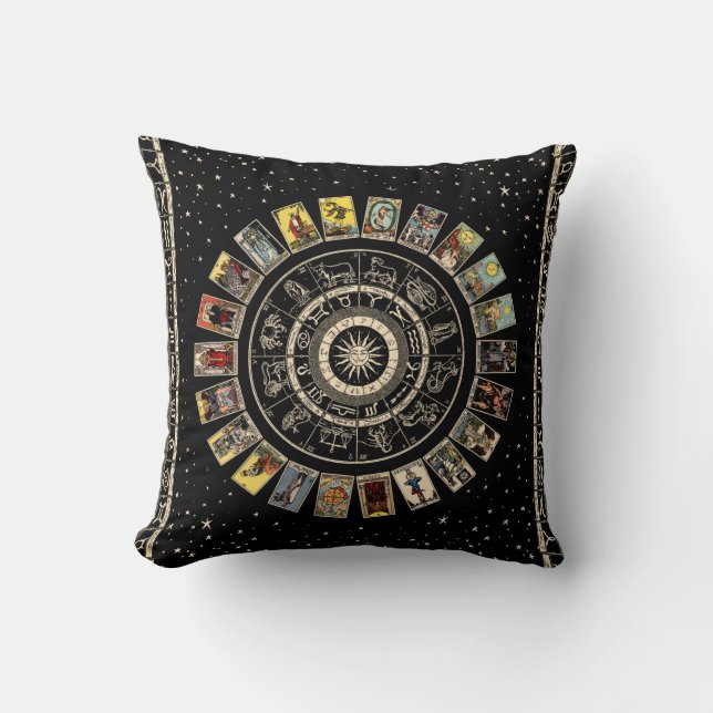 Coussin Roue du Zodiaque, Astrologie Chart et le Major (Recto)