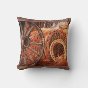 Coussin Roue en Wagon Rustique Horseshoes Style Occidental