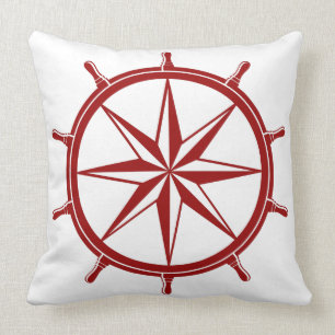 Coussin Roue rouge nautique de bateau sur le blanc