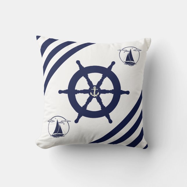 Coussin Roue/voilier/ancre/bande du navire nautique (Recto)