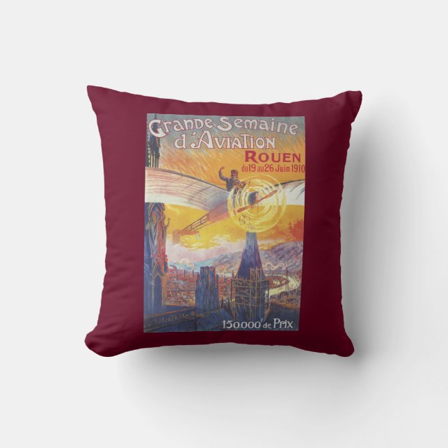 Coussin Rouen, France - pilote et avion (Recto)