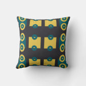 Coussin Roues de train simplifié foncé turquoise moderne (Verso)
