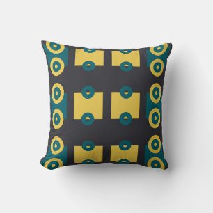 Coussin Roues de train simplifié foncé turquoise moderne