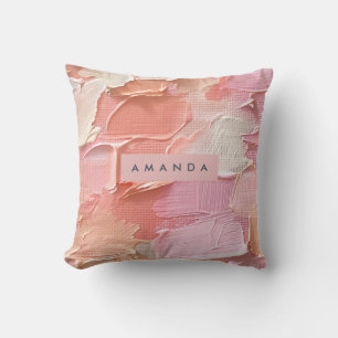 Coussin Rouge à joues personnalisé rose et pêche peint