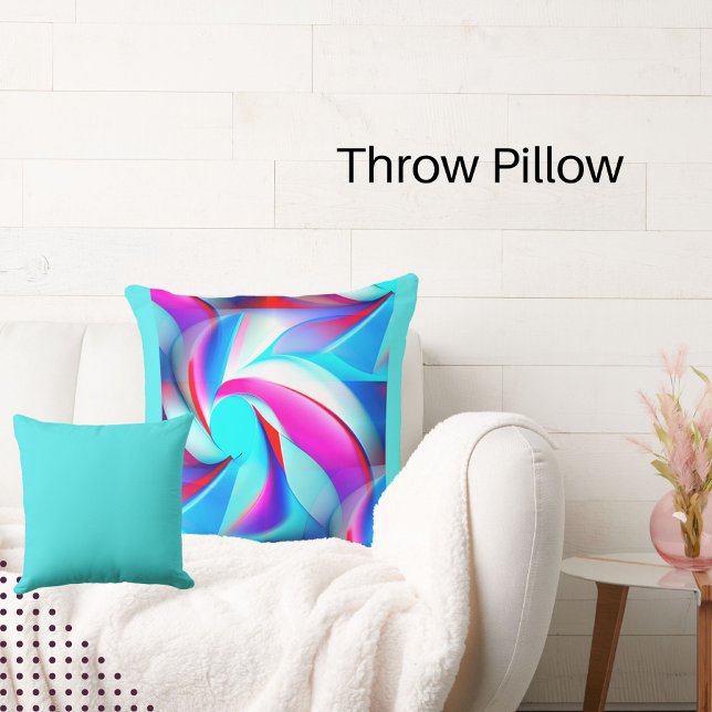 Coussin Rouge Abstrait moderne, royal et bleu aqua, rose (Créateur téléchargé)