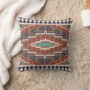 Coussin Rouge beige Amérindiens d'Amérique Turquoise Navaj