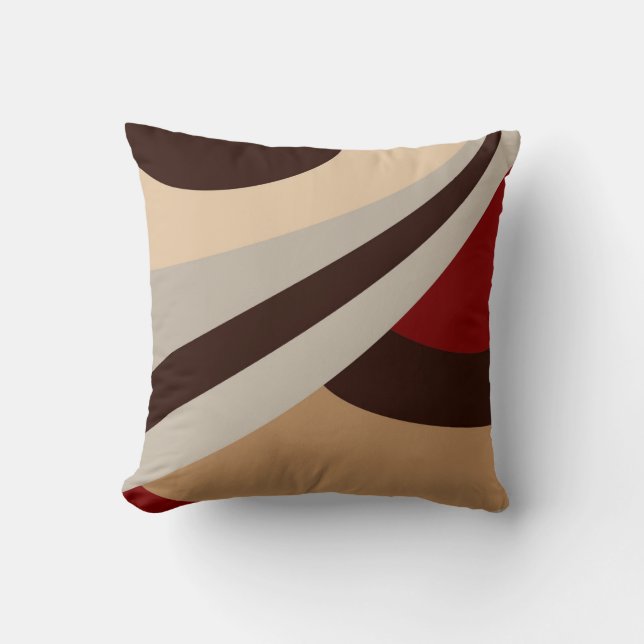 Coussin Rouge, Beige, Design moderne Brown (Recto)