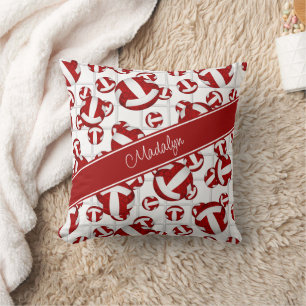 Coussin rouge blanc ceinturon couleurs volleyballs net acc