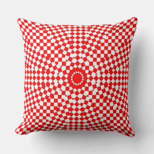 Coussin Rouge blanc chèque moderne Abstrait personnalisé C