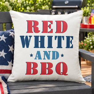 Coussin Rouge Blanc et BBQ Patriotique Drôle