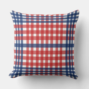 Coussin Rouge blanc et bleu En vichy plaid