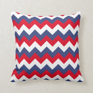 Coussin Rouge Blanc et Bleu Zigzag