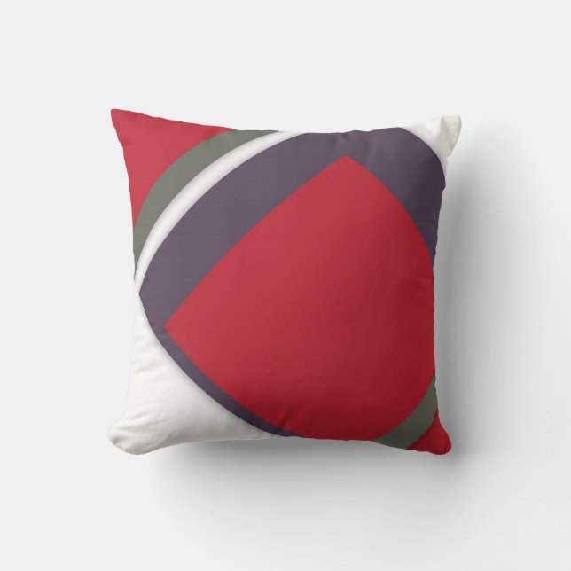Coussin Rouge+Blanc Formes Hors Du Côté Abstrait Moderne (Recto)