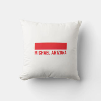 Coussin Rouge & Blanc Minimaliste Simple Nom Plain
