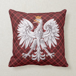 Coussin rouge blanc polonais de MoJo de plaid