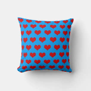 Coussin Rouge Bleu Cute Cosy Moderne Romantique Coeur Chic
