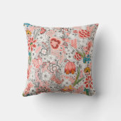 COUSSIN ROUGE BLEU JAUNE FLEURS SAUVAGES TULIPES, FEUILLES (Verso)