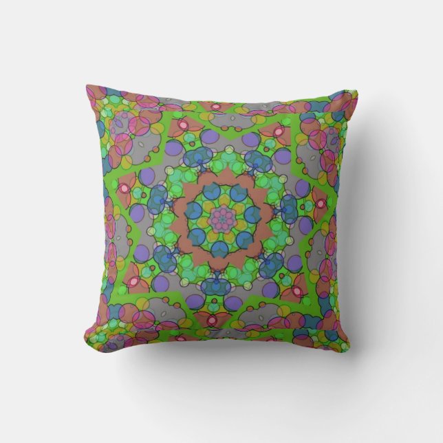 Coussin Rouge bleu vert Noël Motif Kaleidoscope (Recto)